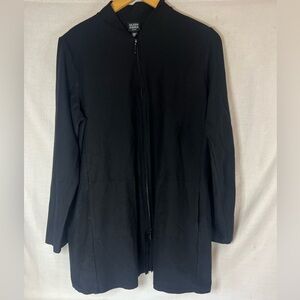 Women’s Eileen Fisher Size Petite Large Black Lightweight Zip Up Nylon Jacket